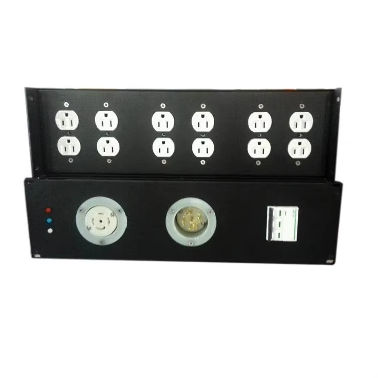 L21-30 30amp Inlet L5-20Outlet Electric Metal Rack Mount Panel Power Distro Box