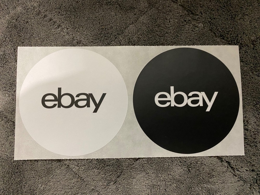 EBay Brand Round LOGO (2)(4)(6)(8)(10) Stickers Decal Black & White Pair 3×3 New