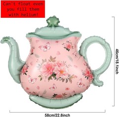 Teapot Balloon 4 Pieces 22inch Pink Green Teapot Mylar Foil Mylar Balloons for
