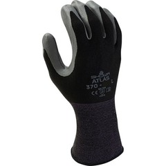 SHOWA ATLAS FIT 370B BLACK NITRILE GARDENING WORK GLOVES (S,M,L,XL,XXL)