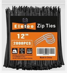 2000 Pack 12″ Cable Ties – 45 LBS Tensile Strength