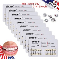 10 Packs Brackets dentales de ortodoncia Mini Roth 022 Ganchos 345