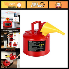 2.5 Gallon Safety Gas Can – Red Type I with Flame Arrester, Self-Closing Lid & F