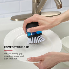 Soap Dispensing Palm Brush with Built in Easy to Fill Soap Dispenser, Non Slip G