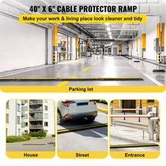 VEVOR 4 Pcs Speed Bumps 1 Channel Wire Hose 22000lbs Cable Protector Ramp