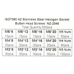 US 500pcs Stainless Steel Hex Socket Cap Head Bolts Screws Nuts M3 M4 M5 304 Kit