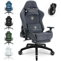 Dowinx Suede Gaming Chair with Silent Wheels, Lumbar Massage and Footrest