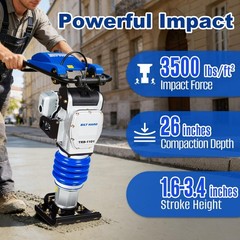 BILT HARD 3500 lbs Gas Jumping Jack Rammer, 98cc 3HP 4-Stroke, 26″ Depth Compact