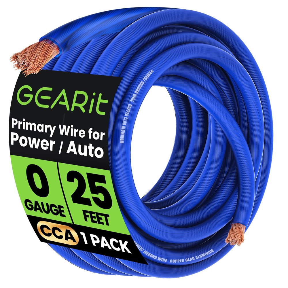 0 Gauge Wire CCA 25 ft Blue, 1/0 AWG Copper Clad Aluminum Ground Wire Battery…