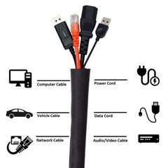 Braided Split-Sleeve Wire Loom for High-Temp Auto Harness Wrapping 5’&28’Length