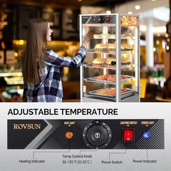 5-Tiers Commercial Food Warmer Display, 800W Pizza, Bread Display Warmer w/Light