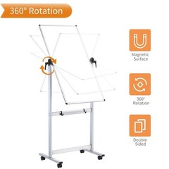 VIZ-PRO Double-Sided Magnetic Mobile Whiteboard, 48 x 24 Inches, Aluminium Frame