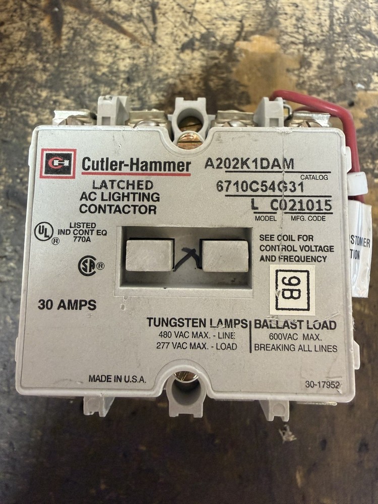 Cutler Hammer A202K1DAM MODEL L : 4 POLE LIGHTING CONTACTOR RECONDITIONED TESTED