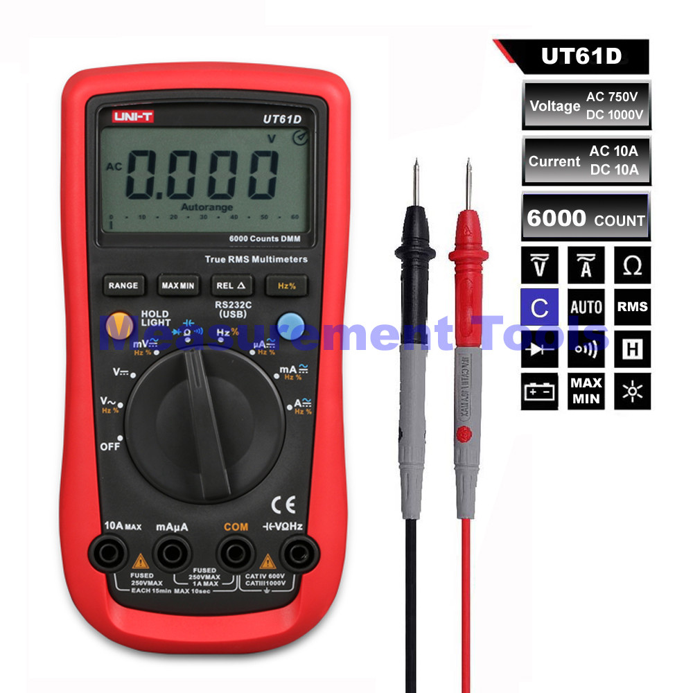 UNI-T UT61D Digital Multimeter Auto Range True RMS DMM AC/DC V/A Ohm Frequency