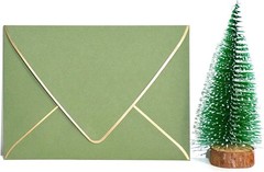 Thick Luxury Sage Green Envelopes with Gold Border – 5.25 x 7.25 Inches, 25 Pack