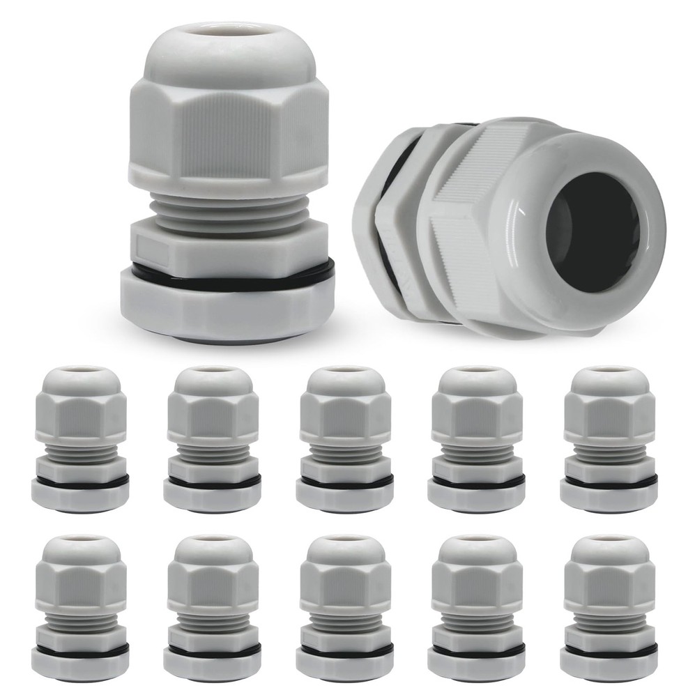 12 Pcs 1/2″ NPT Nylon Cable Glands, Grey Strain Relief Cable Cord Connector I
