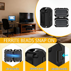 25Pcs Ferrite Chokes Ferrite Beads Snap on RFI EMI Noise Suppressor Cable Clip f