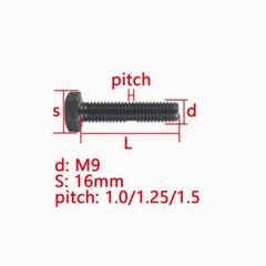M9 Black 12.9 Steel Hexagon Head Bolts Screws DIN933 Pitch 1.0 / 1.25 / 1.5