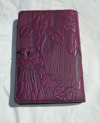 OBERON DESIGN JOURNAL COVER W/ BLANK BOOK, PURPLE IRISES NICE! 9X6″