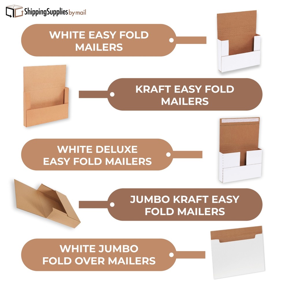 7 – 38″ White/Kraft Easy-Fold Shipping Mailers (Multi Size) Pack 20-50/Bundle