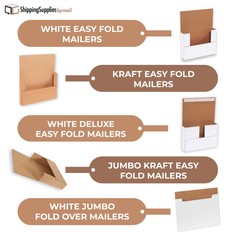 7 – 38″ White/Kraft Easy-Fold Shipping Mailers (Multi Size) Pack 20-50/Bundle