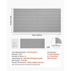 8 x 4 ft Slat Wall Paneling PVC Grey Garage Slatwall with Modular Design