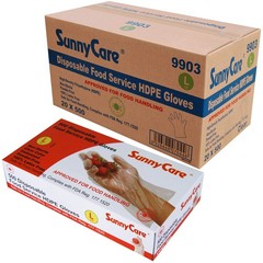 Poly Disposable HDPE Food Service Gloves, Box of 500, Total of 20 Boxes, Larg