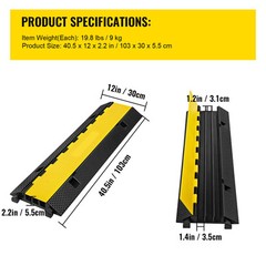 3Channel Rubber Cable Protector Ramp Electrical Wire Cover Guard Cord Warehouse