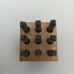 Young Bros Stamp Works 3/32” 2.4mm Steel Punch Set -9 Digit /Numbers Gruv Grip