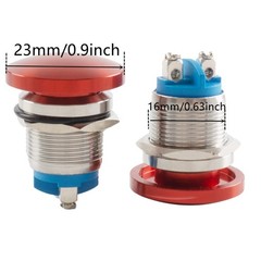 ZEFOXETO 2 Pcs Mushroom Head Push Button Switch, Momentary Waterproof IP65 Me…