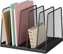 Desk File Organizer, 5-Section Upright File Sorter, Vertical File