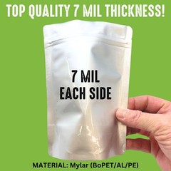 50 Mylar Bags for Food Storage, Airtight 7Mil Thick Gusseted Zip Lock, Long T…