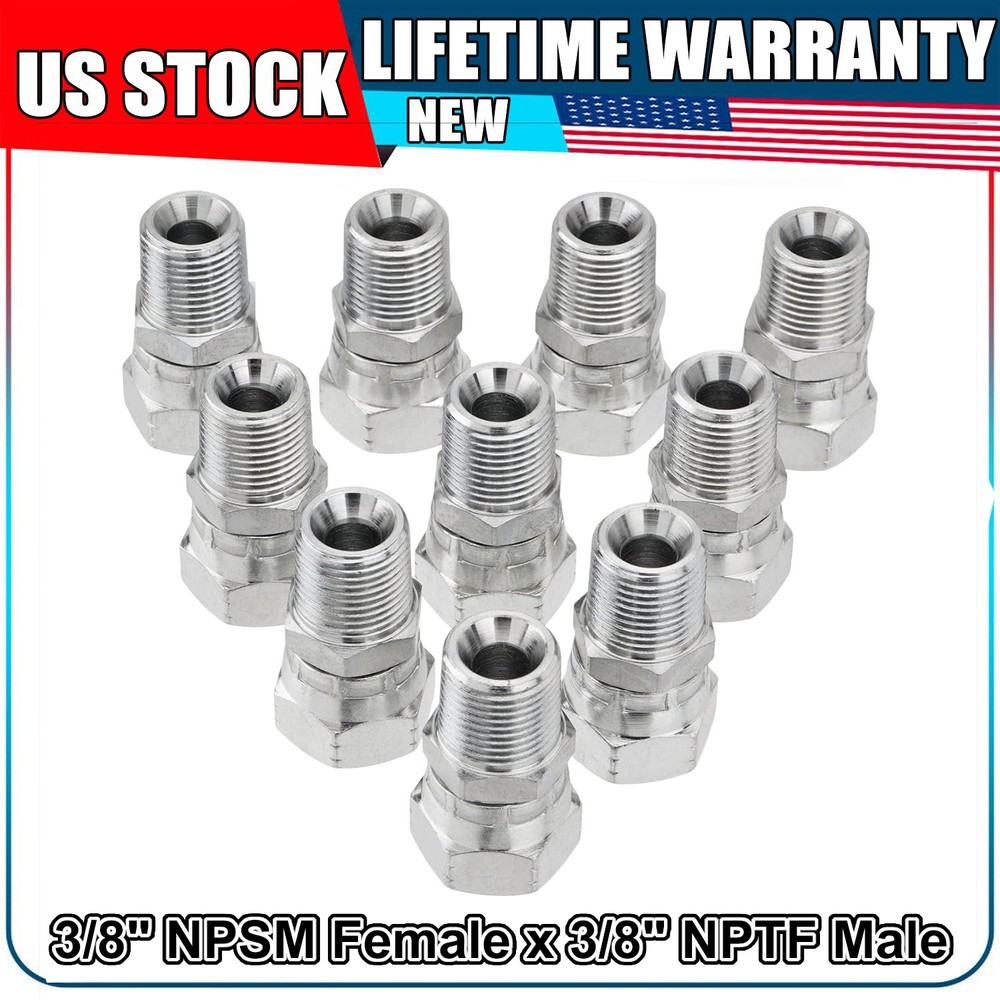 10pcs Hydraulic Hose Fittings: 3/8″ NPSM Female x 3/8″ NPTF Male Swivel Fitting