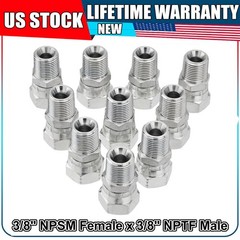 10pcs Hydraulic Hose Fittings: 3/8″ NPSM Female x 3/8″ NPTF Male Swivel Fitting