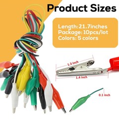 30PCS Alligator Clips Test Leads Wires 5 Color Dual End Crocodile Clips
