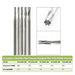 Dental Surgical Length Burs Round Fissure 557 4 6 8 Carbide FGOS FGSL 25mm