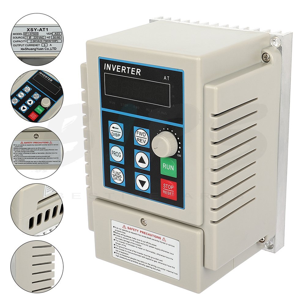 1HP 220V 0.75kw Variable Frequency Drive VFD Single to 3 Phase Speed Control