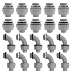 1 inch Liquid Tight Connector PVC Flexible 1inch 20Pack(180D+90D), grey