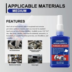 Threadlocker Blue, Thread Lock Medium Strength Lock Tight for Nuts, Bolts, Faste