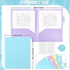 Pastel Plastic Pocket Folders 2 Pockets Tabs Letter Size Letter 12 Pack