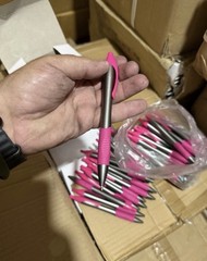 1000 Pink & Silver Retractable Click Ballpoint Pens with Rubber Grip Bulk Lot