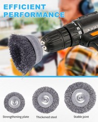 Rocaris 42 Pack Carbon Steel Wire Wheel Brush Set with 0.25 inches, Grey
