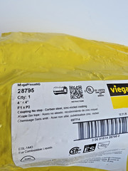 Viega MegaPressG 28795 4″ x 4″ Carbon Steel Coupling No Stop Zinc Nickel, NEW