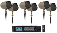 6 JBL GSF6-TN 6.5″ Landscape Ground Stake/Wall Mount 70v Commercial Speakers+Amp