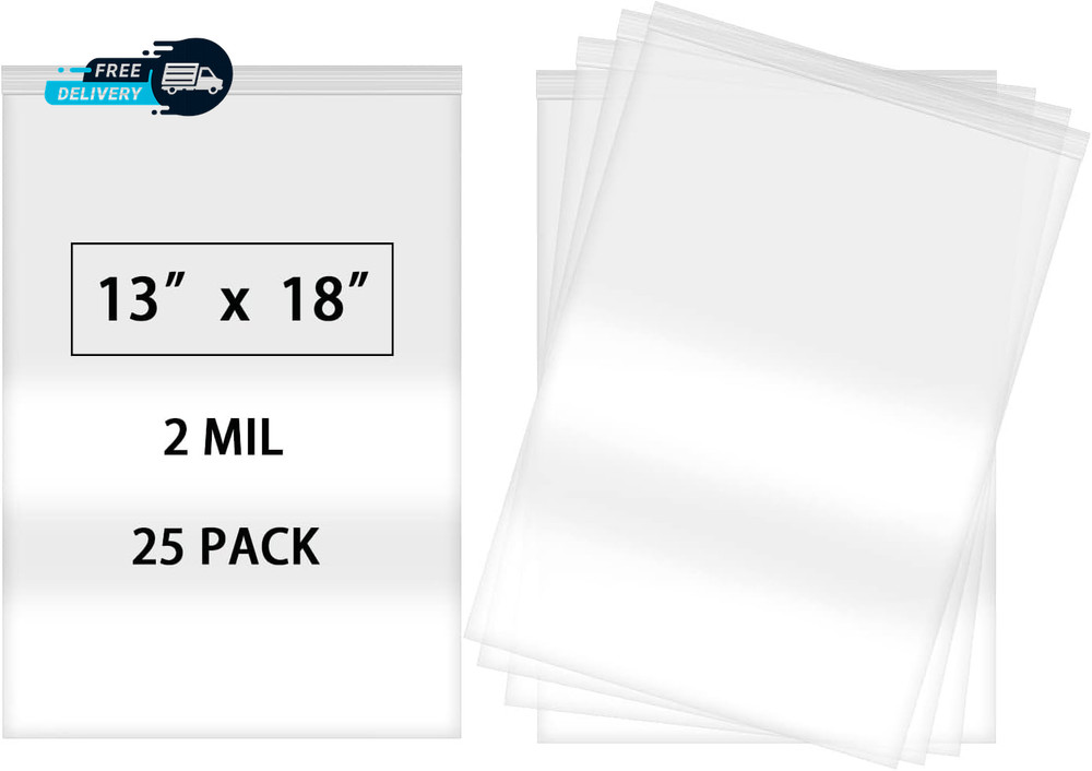 25Pcs 13 X 18 Resealable 2 Gallon Zip Lock Bags Large Plastic Poly Bags