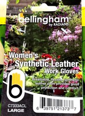 3 PAIR BELLINGHAM WOMENS SYNTHETIC LEATHER WORK GARDENING GLOVES – L SIZE