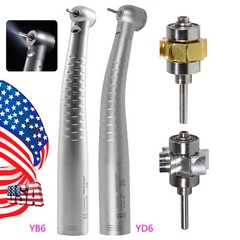 New Dental High Speed Fiber Optic LED Handpiece /Quick Coupler 6 Hole Rotor USA