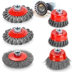 6PCS Wire Wheel Brush Set for Angle Grinder, 4″ & 3″ Cup Brushes, Rust Removal,