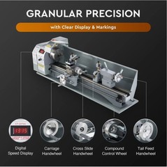 9×30″ Mini Metal Lathe 1100W DC Motor 3-Jaw Chuck LCD Display Metalworking