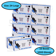 6 Mil 2XL Blue Nitrile Gloves, 1000 Pcs, Disposable, Latex Free, Medical Grade